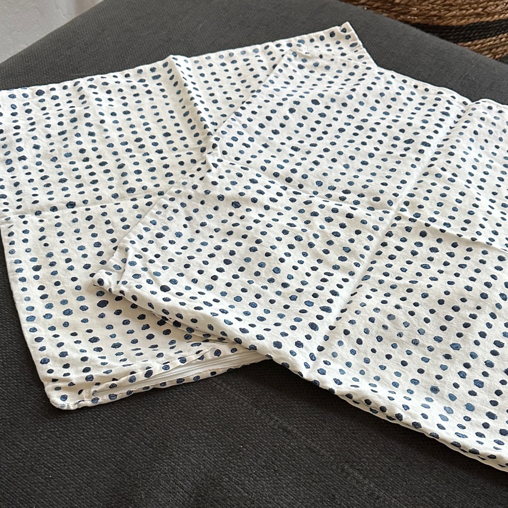 White and Blue Polka Dot pillow covers